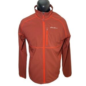 Eddie Bauer Active Zip Sweater Jacket Sz M Burnt Orange Brown Light Sports Top